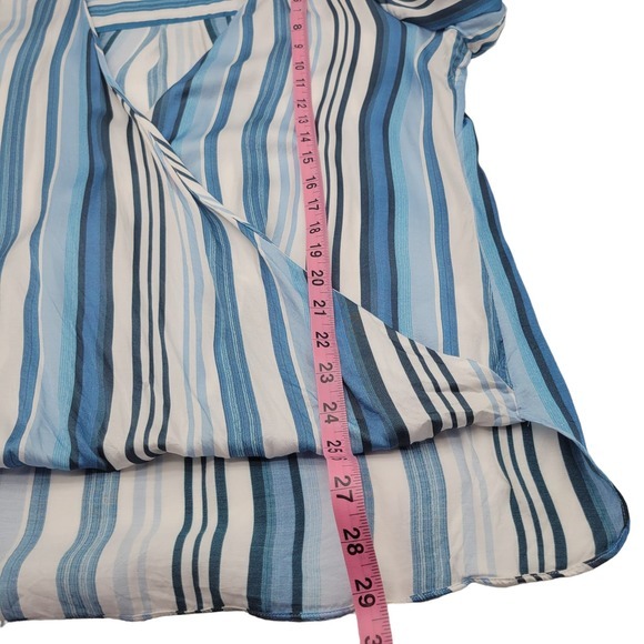 E3 by Etcetera Striped Low Cut V-Neck Soft Blouse Womens Sz 12 - Picture 10 of 11